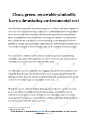 Clean, green, renewable windmills | Essay