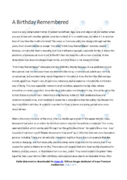 A Birthday Remembered | Analyse | Jessika Hensley