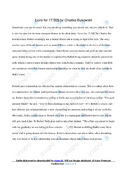Love for 17.50 | Analyse | Charles Bukowski