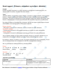 Primære, sekundære og tertiære alkoholer | Rapport