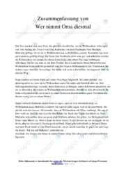 Zusammenfassung von Wer nimmt Oma diesmal | Opgave