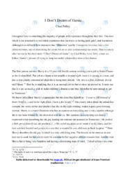 I Dont Dream of Genie | Analyse af Short story | Chad Pelley