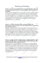 Kriminalitet | Hypoteser