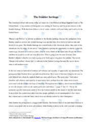 The frontier heritage | Essay
