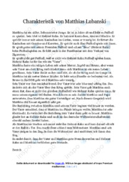 Charakteristik von Matthias Lubanski | Opgave