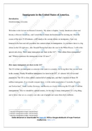 Immigrants in the USA | Speech | Engelsk opgave