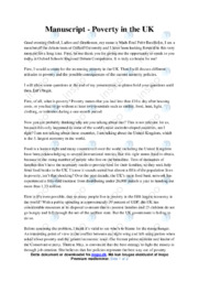 Poverty in the UK | Manuscript to Speech