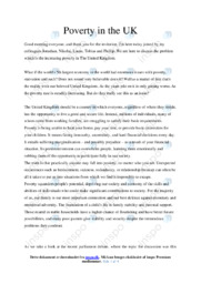 Poverty in the UK | Speech | opgave i engelsk