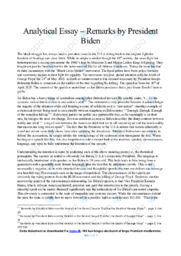 Remarks by President Biden | Analytical Essay