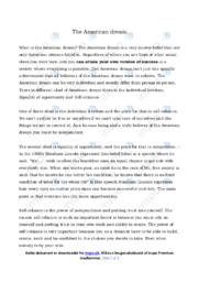 The American dream | Essay | Opgave i engelsk