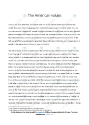 The American values | Essay | Opgave i engelsk
