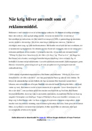 Når krig bliver anvendt som et reklamemiddel | Analyse | Opgave