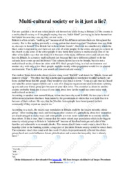 Multi cultural society or is it just a lie | Essay | Opgave