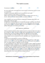 The road to success | Speech | Opgave