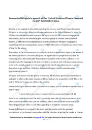 Leonardo DiCaprio at the UN Climate Summit | Analyse | Opgave