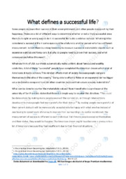What defines a successful life | Essay | Opgave