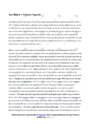 Joe Biden’s Victory Speech | Essay | Joe Biden | Engelskopgave