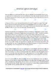 American culture and values | Stil | Opgave i engelsk