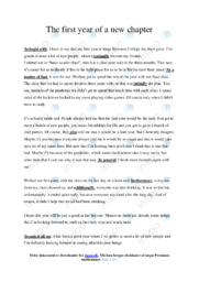 The first year of a new chapter | Stil | Opgave i engelsk