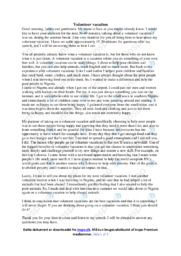 Volunteer vacation | Speech | Opgave i engelsk