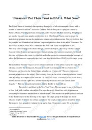 Dreamers Put Their Trust in DACA | Essay | Opgave i engelsk