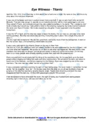 Eye Witness | Titanic | Essay