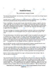 ‘The incalculable weight of water’ | Analytical essay
