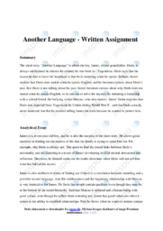 Another Language | Analyse af short story | Opgave i engelsk