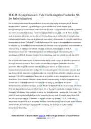 Kronprins Frederiks 50års fødselsdag | Analyse | Opgave