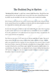 The Baddest Dog in Harlem | Noter Analysis | Walter Dean M.