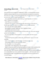 Es ist 15 Uhr | Christa Moog | Analyse af Novelle | Tysk | Noter