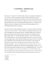 A wasted hour – analytical essay | Jeffrey Archer