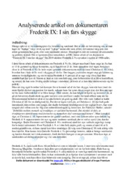 Frederik IX | I sin fars skygge | Analyserende artikel | Dansk