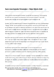 Som man kender hinanden | Analyse af novelle | Naja Marie Aidt