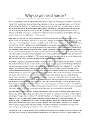 Why do we need horror | Engelsk opgave