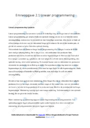Lineær programmering | Emneopgave | Aflevering