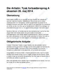 Die Artistin Tysk fortsættersprog A eksamen 26. maj 2014