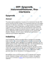 SRP Epigenetik, histonmodifikationer, Rna-interferens