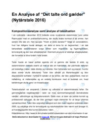 En Analyse af “Det talte ord gælder” (Nytårstale 2016)