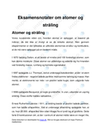 Eksamensnotater om atomer og stråling