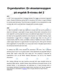 Organdonation En eksamensopgave på engelsk B-niveau del 2