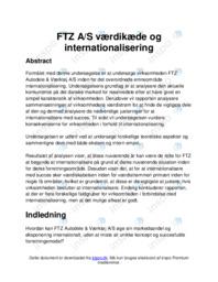 FTZ A/S værdikæde og internationalisering