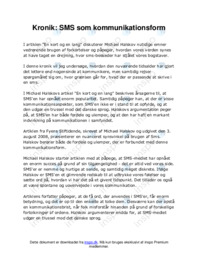 Kronik | SMS som kommunikationsform