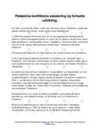 Palæstina konfliktens eskalering og fortsatte udvikling