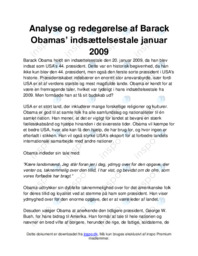 Barack Obamas’ indsættelsestale januar 2009