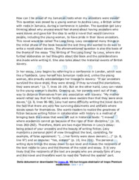 “The writing of The Long Song” essay analyse og fortolkning