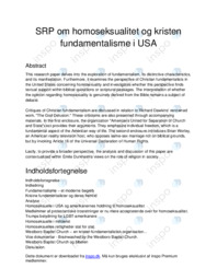 SRP om homoseksualitet og kristen fundamentalisme i USA