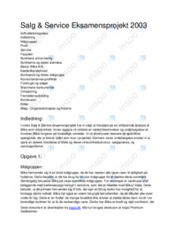 Salg & Service Eksamensprojekt 2003