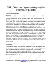 Den store depression og analyse af romanen “Legetøj” | SRP