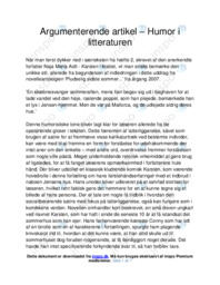 Argumenterende artikel – Humor i litteraturen